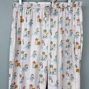 Western Cowboy Puppy Dog Pajama Pants Women Size M Pale Pink Printed PJs Bottoms